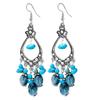 Bohemian Ethnisch Lang Blau Acryl Kristall Wassertropfen Ohrringe für Damen Retro Temperament Geometrisch Hängende Ohrringe Schmuck