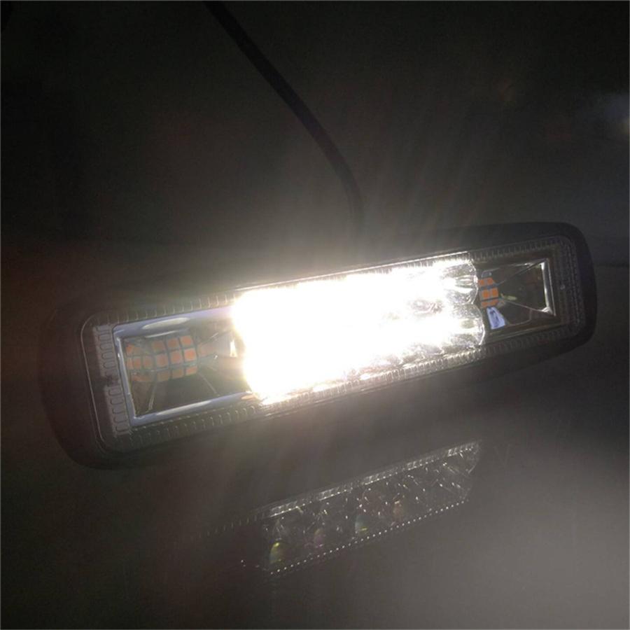Three in One Pair 6 inch 48W 4800lm White Amber Fog Warning Flash Strobe Led Work Light for Car Truck Motorcycle 12V 24V