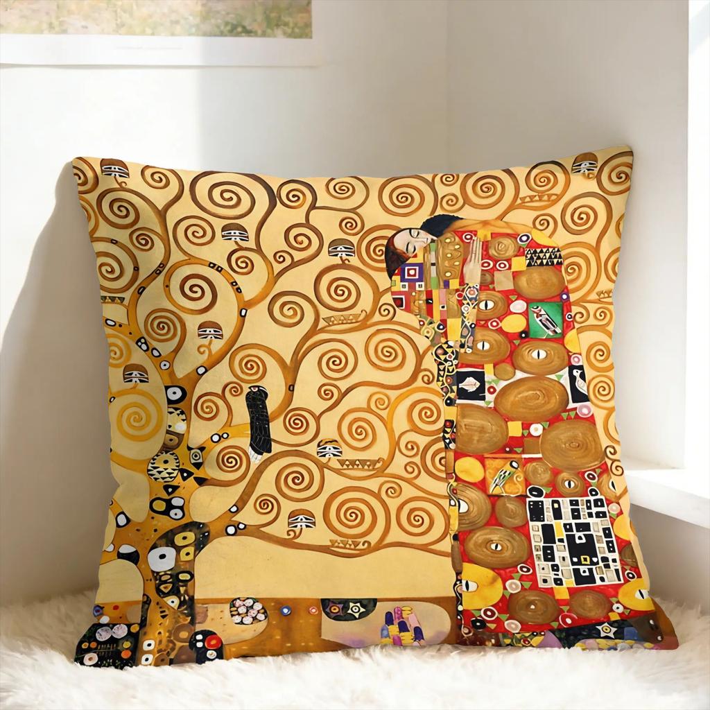 Gustav Klimt Kunst Kissenbezug Druck Kissenbezug Neuheit Kissenhülle für Sofa Couch Bett Wohnzimmer