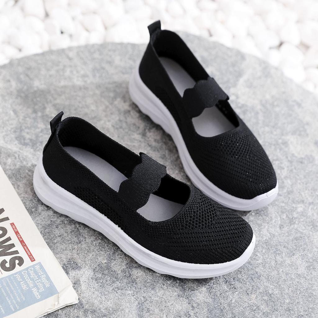 Female Footwear Mesh Breathable Wedge Women's Shoes Black Korean New In 2024 Y2k Fashion Walking Stylish Promotion Offer A