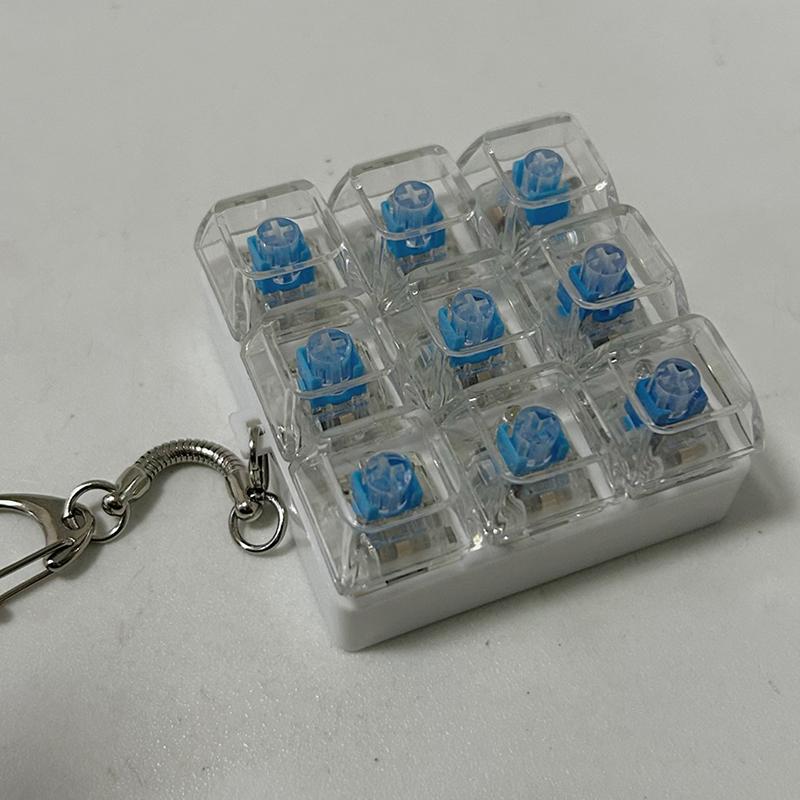 Diy Keyboard Fidget Keychain Keys Button Relief Stress Clicker Toy Keycap 9Keys Emit Light Finger Keyboard Cap Adult