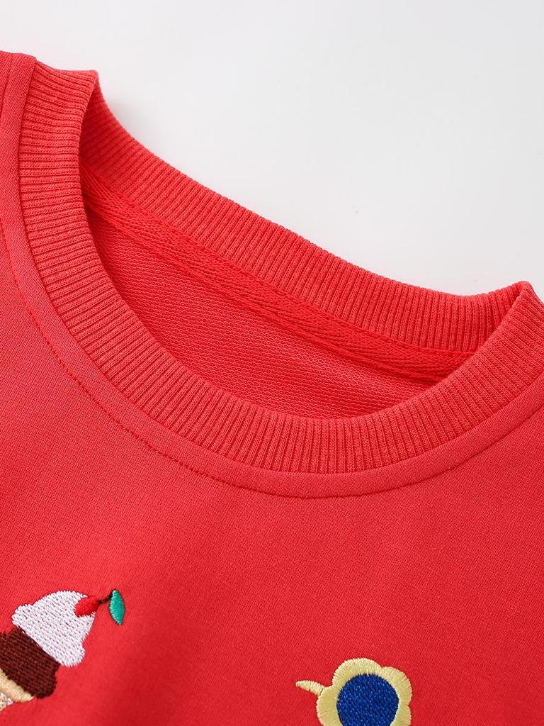 26-Year Autumn/Winter Strawberry Ice Cream Embroidered Lace Baby Sweatshirt, Long Sleeve, Round Neck