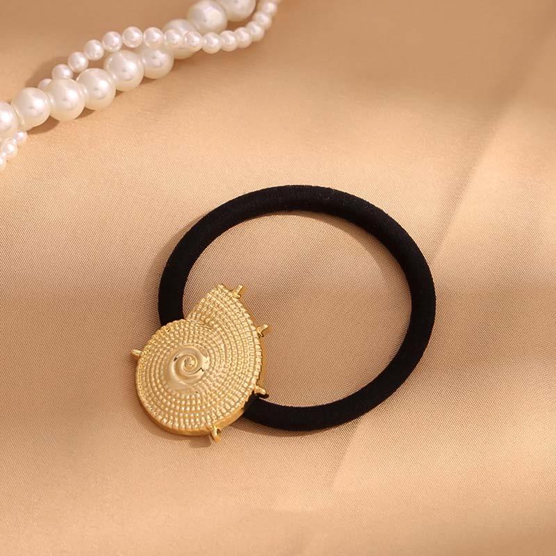 

Новая металлическая геометрическая повязка для волос для женщин, простая золотистая, ракушка, эластичная резинка для волос, держатель для хвостика, веревка для волос, аксессуары для волос