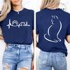 Women Y2k Grunge T-Shirts 2000s Vinage Cat Heartbeat Print T-Shirt Aesthetics Harajuku Round Neck Tops Street Fashion Streetwear