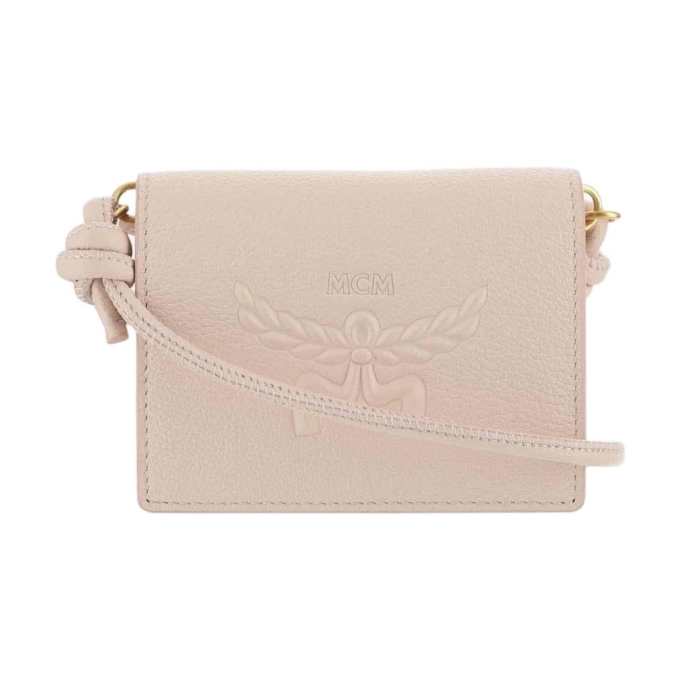 

MCM Light Pink Pebbled Leather Mini Crossbody Bag with Embossed Logo for Daily Use Basic Set (Bag+Dust Bag)