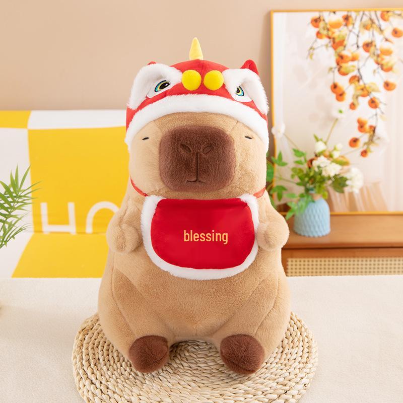 

Capybara Lion Dance Plush Doll - Cute Cartoon Stuffed Animal, Soothing Year of the Snake Decoration, Perfect Birthday Gift 35 cm, 0.38 kg