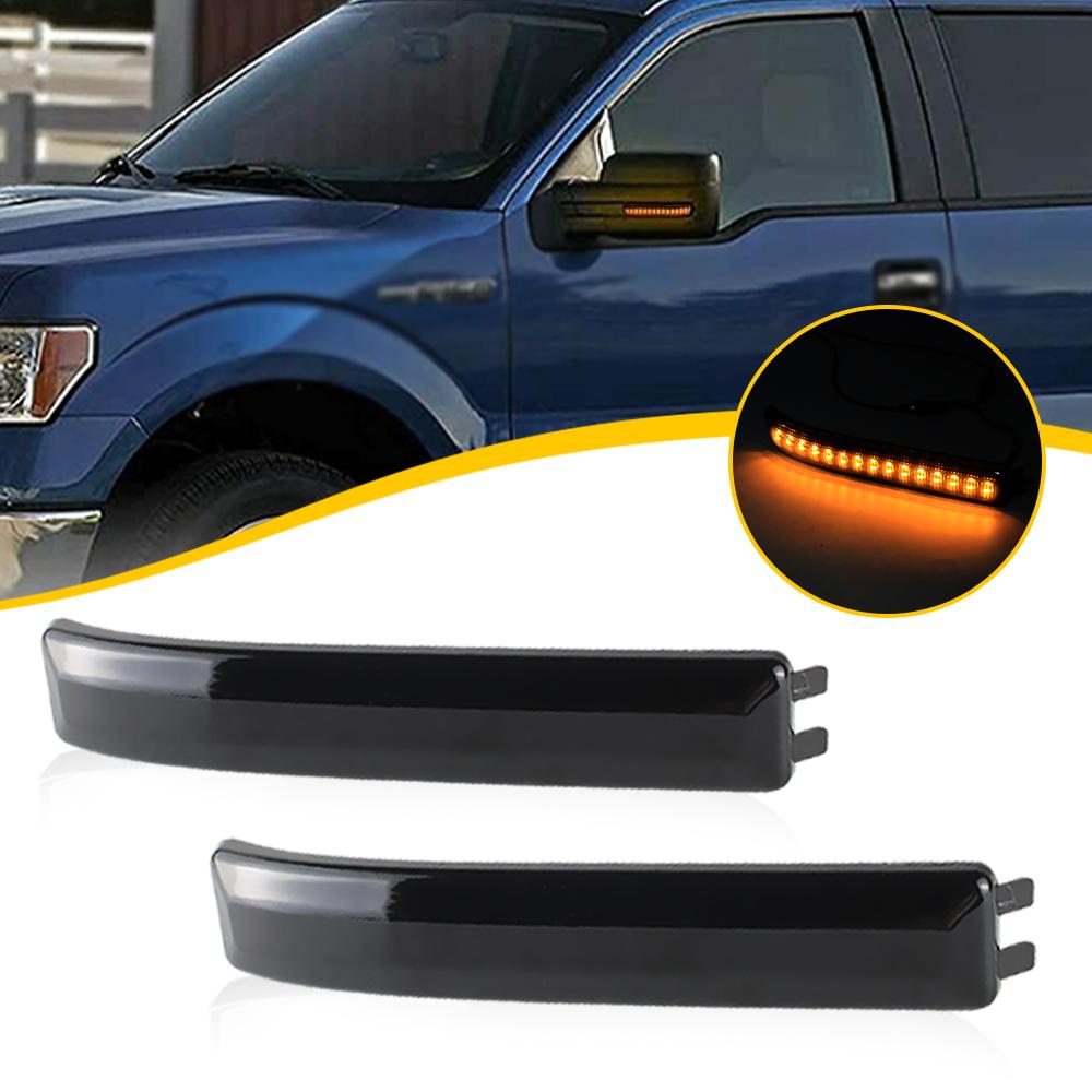 2PCS For Ford F150 2009-2014 Ford Raptor 2010-2014 LED Dynamic Blinker Side Mirror Turn Signal Light Sequential Indicator Lamp