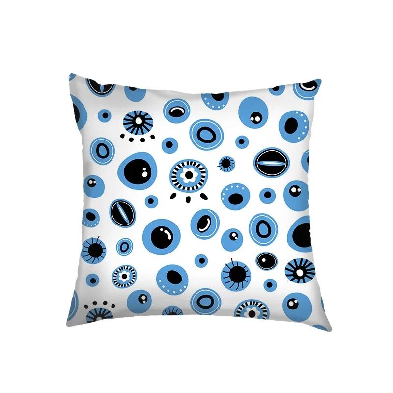 Mandala Floral Print Pillow Case Turkish Blue Evil Eye Cushion Sofa Cases Home Square Throw Pillow Cover Living Room Decoration