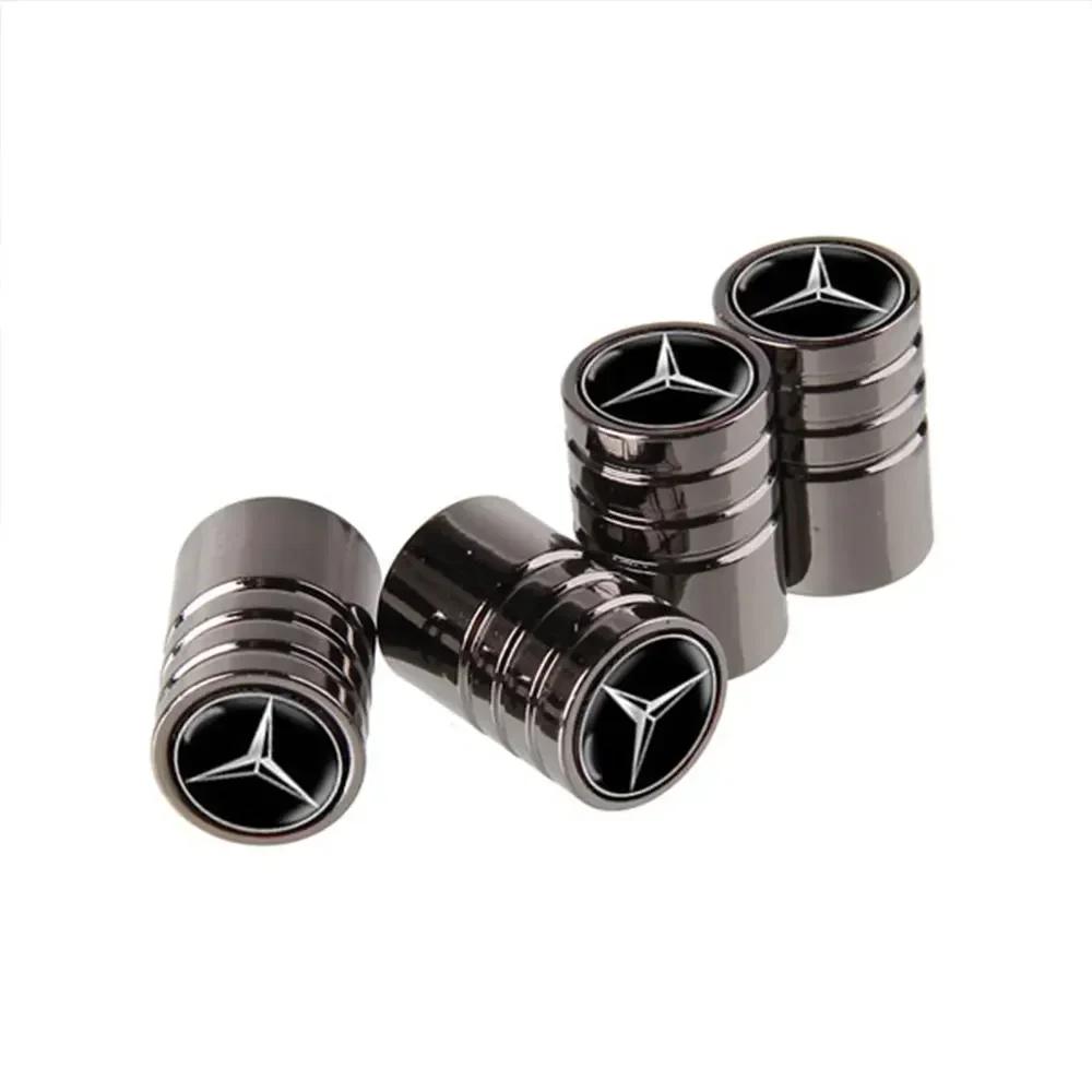 C200 E200 Ny 2025 För Mercedes Benz 4st Metallpläterade Bil Lastbil Cykel Däckventilkorkar Fälgstam Kapslar Ventiler För Mercedes Benz