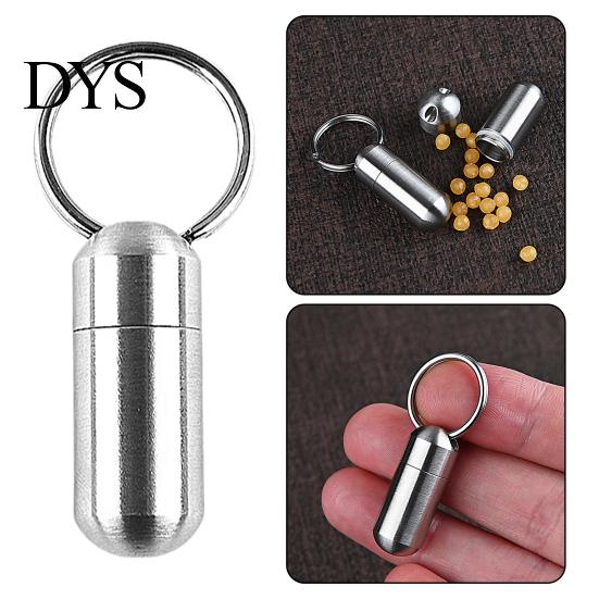 Widely Use High Hardness Pill Holder Sealing Stainless Steel Waterproof Case Keychain for Camping