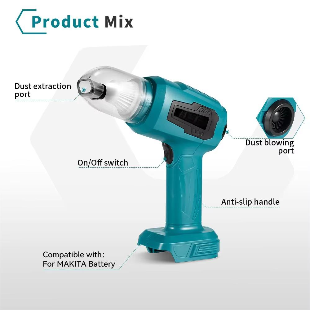 Strong Suction Mini Electric Vacuum Cleaner Wireless Handheld Home Cleaner Blower With 7 Nozzeles for 21V 18V Battery