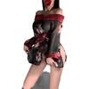 Sexy Off-the-shoulder One-word Shoulder Japanese Black Flower Kimono See-through Buttocks Free-of-charge Bathrobe Cardigan Costume Cosplay