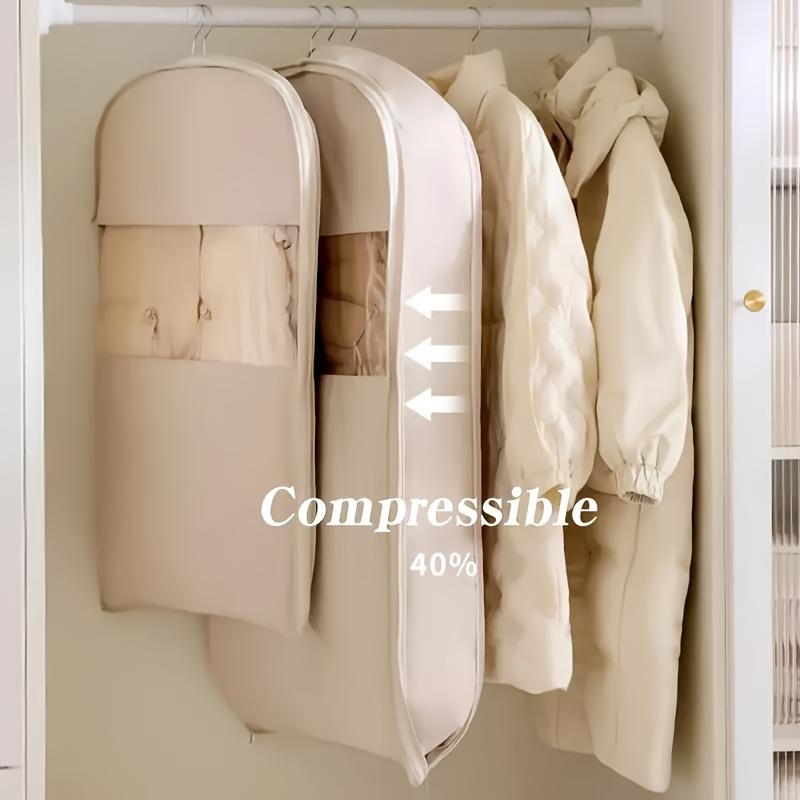 High-Quality Self-Compressing Hanging Storage Bag,Fabric Garment Organizer with Up To 40% Compression Rate,For Coats and Clothes