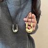 Popular U-Shape Horseshoe Pendant Necklace for Women Punk Adjustable Black Leather Rope Necklace Party Gifts Fine Accessories