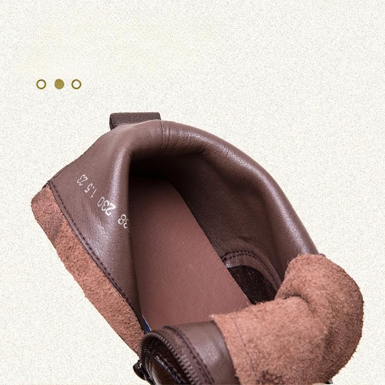 Johnature Kurze Stiefel aus echtem Leder im Retro-Stil mit bequemer, quadratischer Zehenpartie und Schnürung für Damen