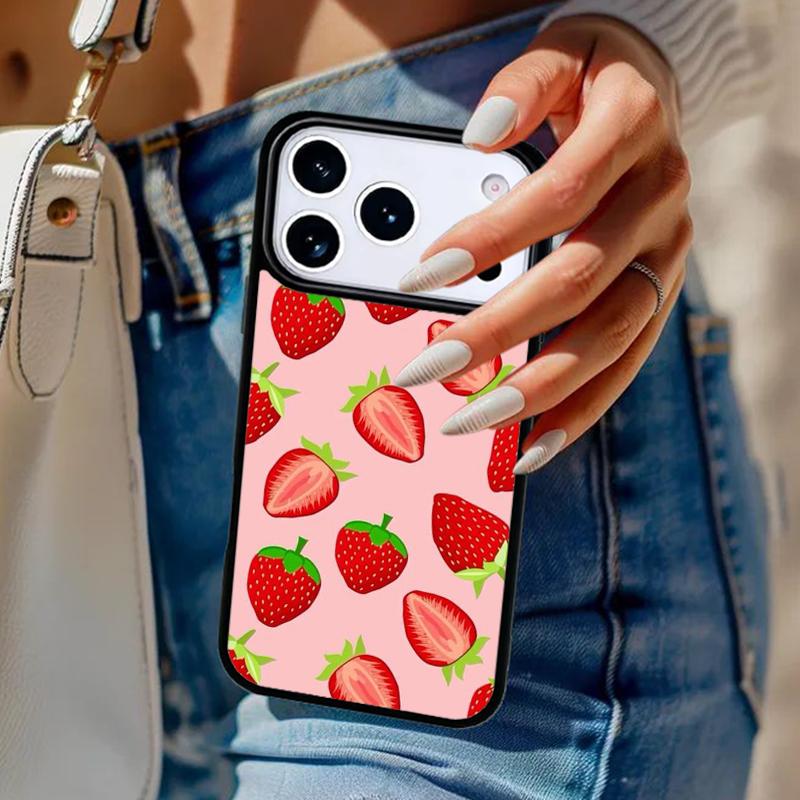 Strawberry Art Tropic Phone Case For iPhone 17 Air 14 15 13 12 Max Cover For Apple 16e 11 Pro Max Plus Coque