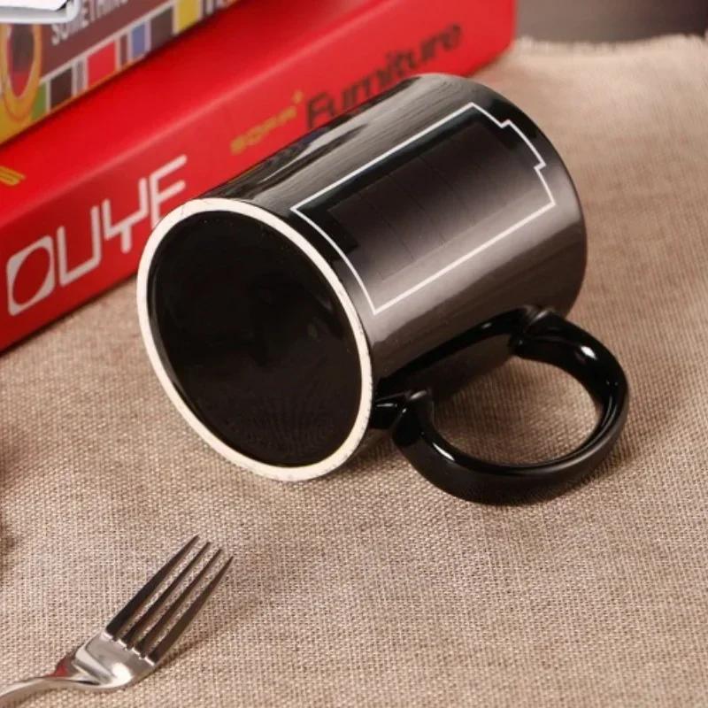 Color Changing Ceramic Cups Battery Pattern Heat Sensitive Magic Mug Anti-scald Milk Tea Juice Cup Novelty Gift Cup for Children