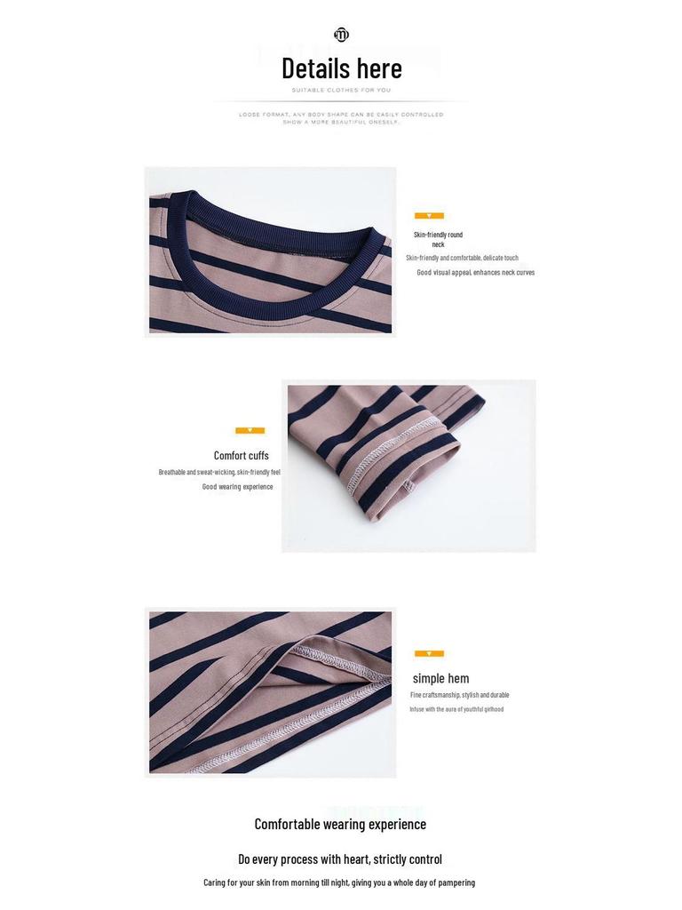 2024 Spring/Autumn Women's Striped Long Sleeve Loose Fit Korean Style Top