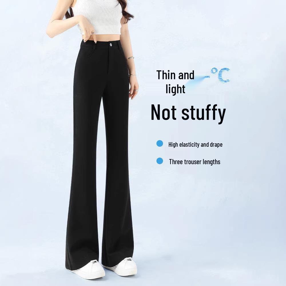 

Winter 2025 Women s Micro-Flare Pants: High Waist, Black, Plus Velvet, Thick, for Petite Figures L