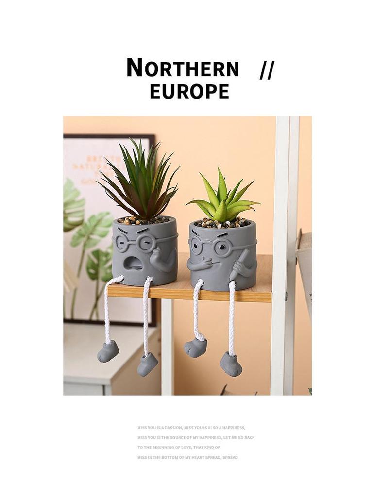 Succulent Cartoon Characters: Cute Creative Desktop Ornaments