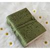 Embossed Flower Leather Journal: Handmade Deckle Edge Grimoire Meditation Gifts