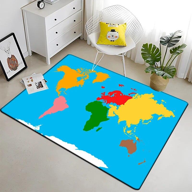 Retro navigace Mapa Vzor Dekorativní čtvercový koberec Moderní dům Obývací pokoj Podlaha Matná Ložnice Koberec Umění Plakát Podložka Vějíře Dárek
