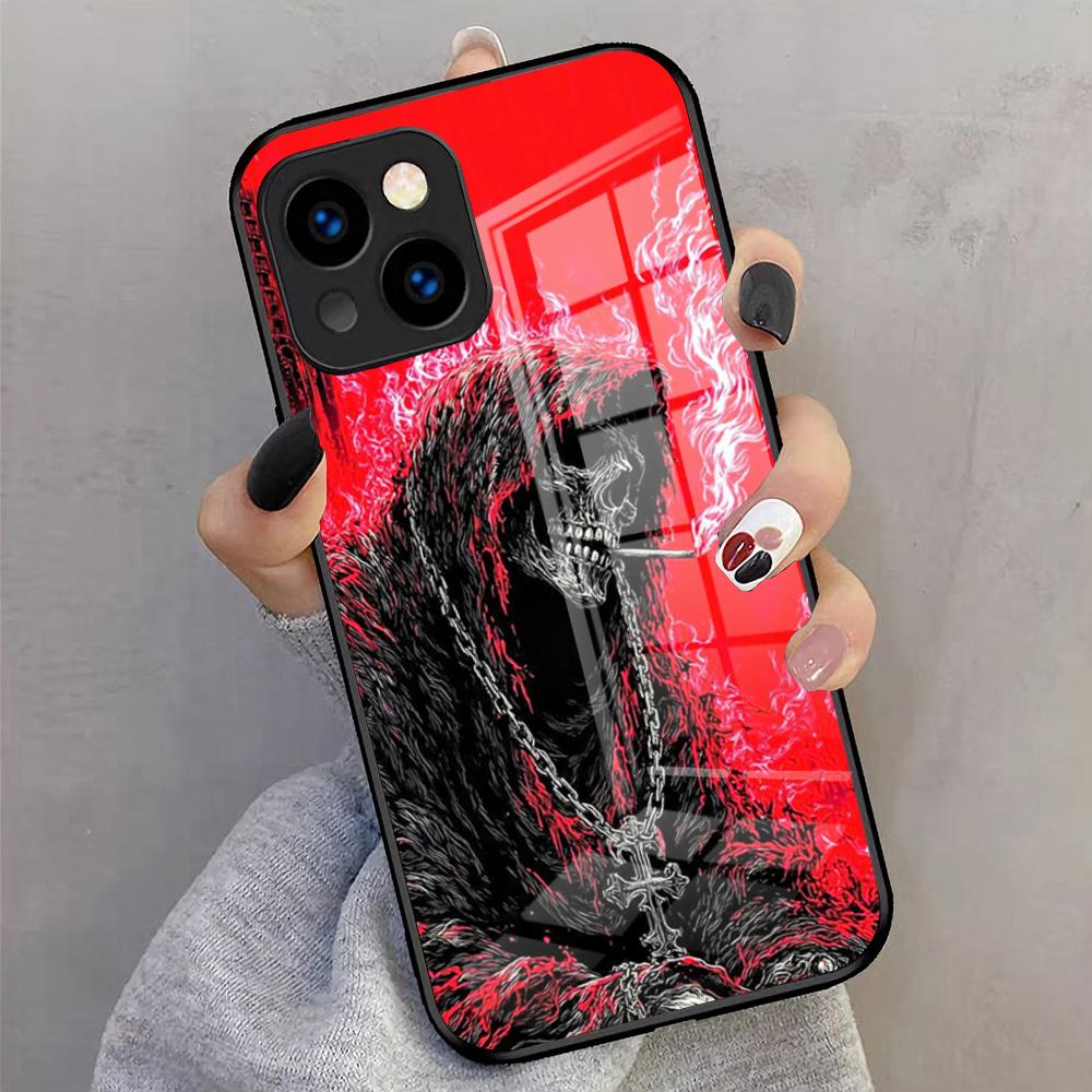 S-Skull S-Skeleton Grim Reaper Phone Case For IPhone 17 Pro Max 16 15 14 Pro Max 13 11 X Xs Xr 8 7Plus Glass Cover