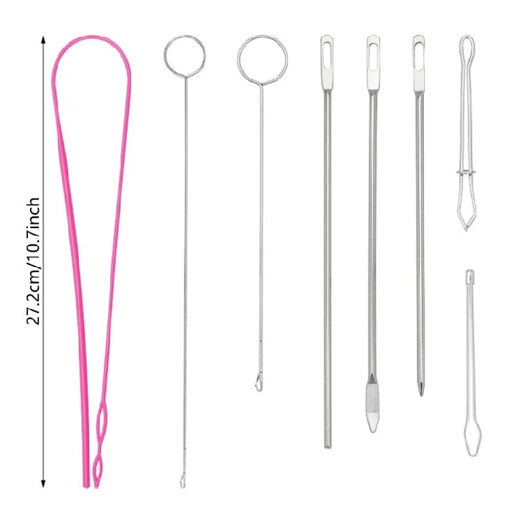 8Pieces Flexible Drawstring Threader Drawstring Turner Hook Metal Drawstring Tweezers Sewing Knitting Accessories