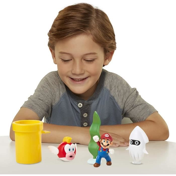 Nintendo Super Mario Diorama Set Plongée Avec Figurines De 6 CM, C'Est Inclus : Mario, Piou-Piou, Bêtisier, Tuyau De Chaleur...