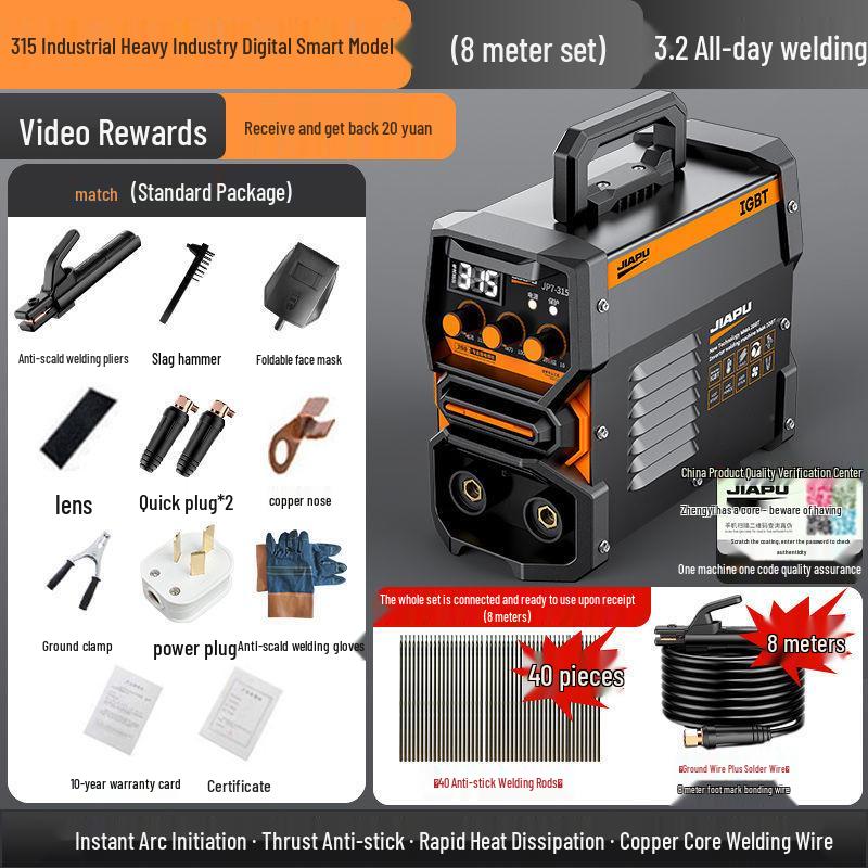 Aparat de sudură Jiapu 315 cu tensiune dublă 220V/380V - Portabil, Complet automat, Sudor din cupru integral