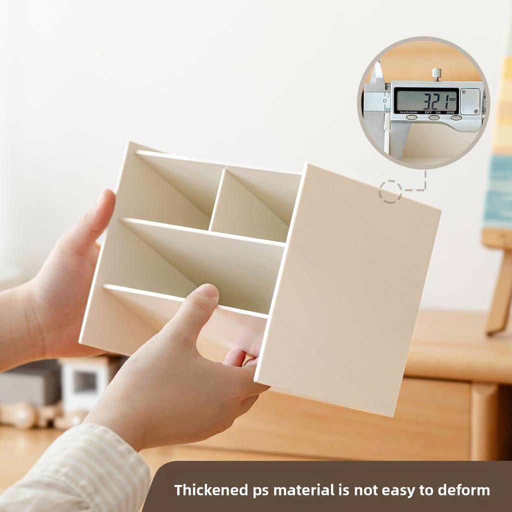 Desktop Organizer Box Marker Stationery Tiered Slanted Insert Storage Rack Large Capacity Plastic Display Box for Students