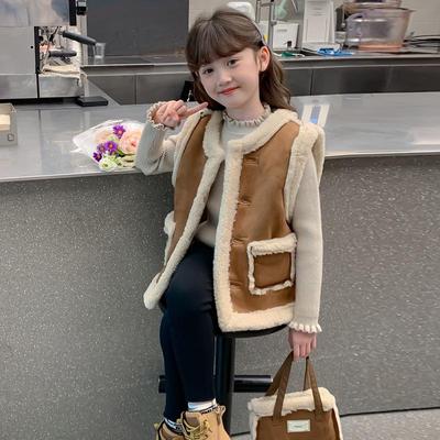 Girls' Autumn-Winter Reversible Faux Fur Vest 2025 - Fleece-Lined, Thickened One-Piece Coat