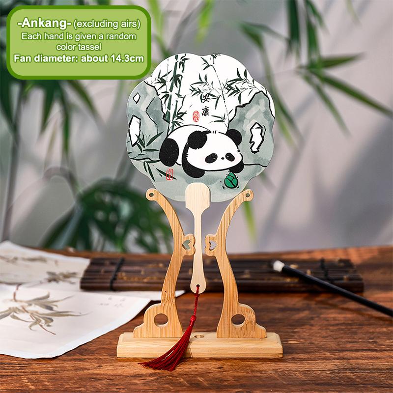 Éventail à main tendance Panda rétro à vent, pompon, danse, éventail à main, cheongsam, costume Tang, accessoires de fête de mariage