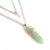 Natural Stone Hexagonal Moon Pendant Double-Layer Necklace - Stylish and Unique