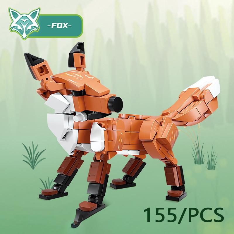 MOC Puzzle Zvířecí Stavební Kostky Včela Tygr Lev Žirafa Žába Krokodýli Liška Pták Divoké Prase Hmyz Mini DIY Cihlová Hračka Dárek F029