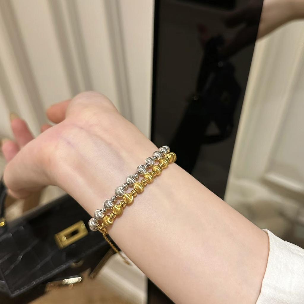 European and American simple cat eye pull bracelet burst flash small light bulb car flower round beads women party Zircon gift
