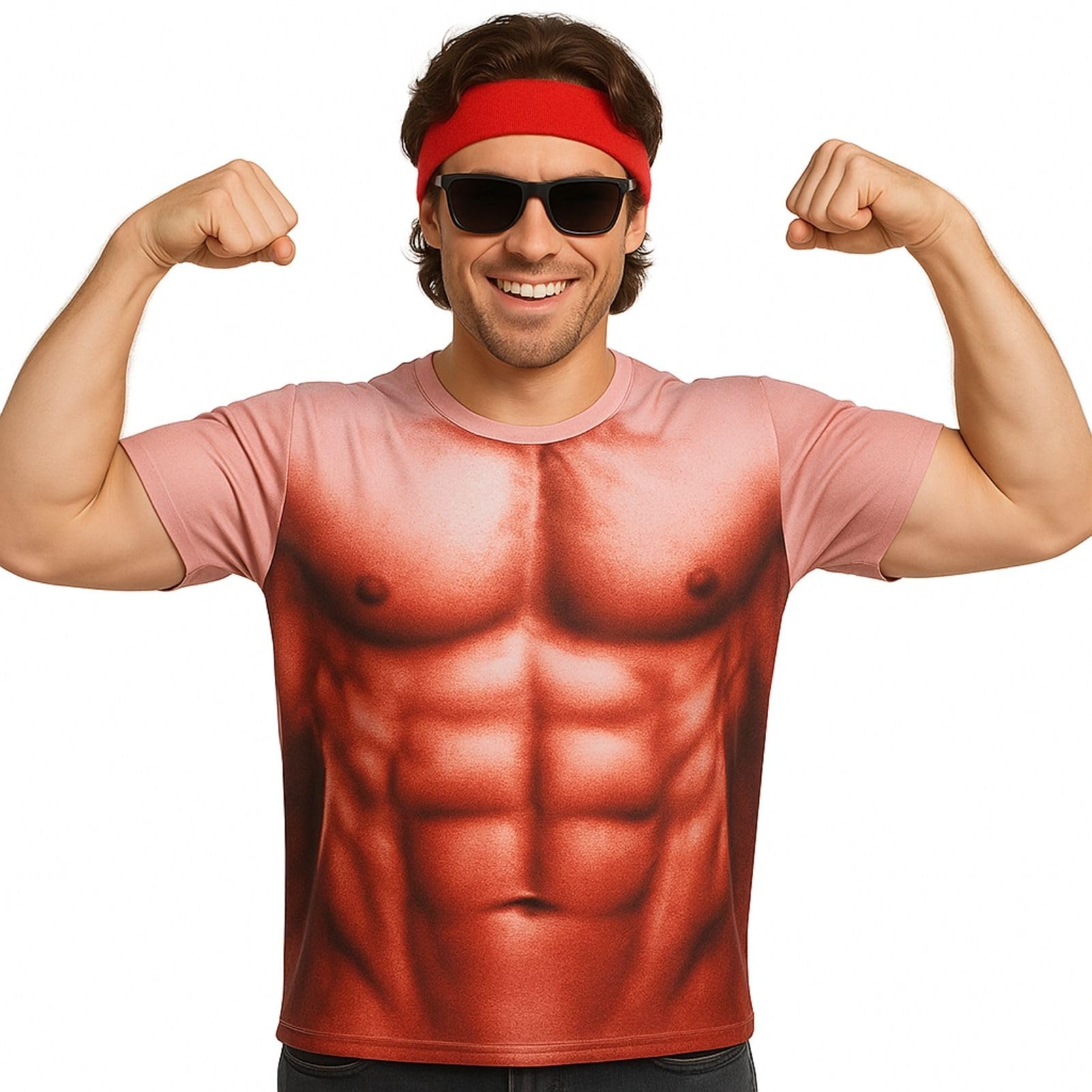 

morytrade 3D Muscle Short Front and Back Halloween Event Men s T-Shirt, Sleeve, Print, Unisex, Costume, (Size M)