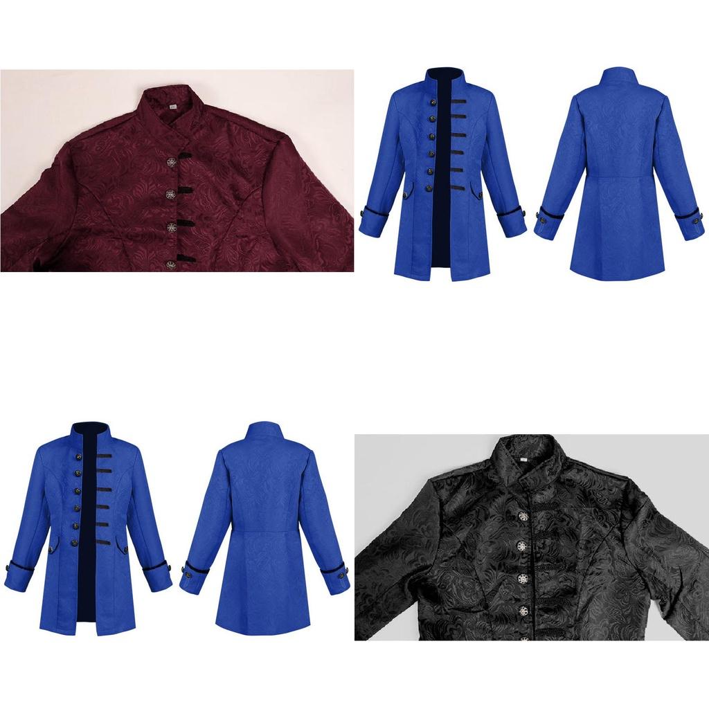 2022 New Fashion European And American Boys' Formal Coat In Solid Color Stylish Steampunk Retro Stand Collar