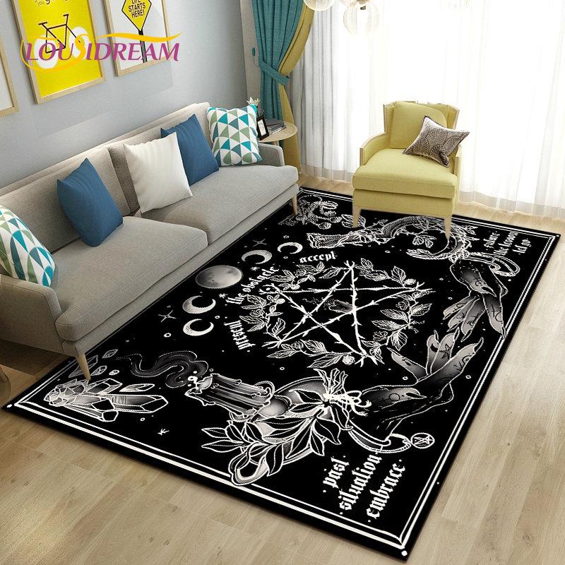 Ouija Tarot Witchcraft Gothic Area Rug,Carpet Rug for Living Room Bedroom Sofa Doormat Decoration,Kids Play Non-slip Floor Mat