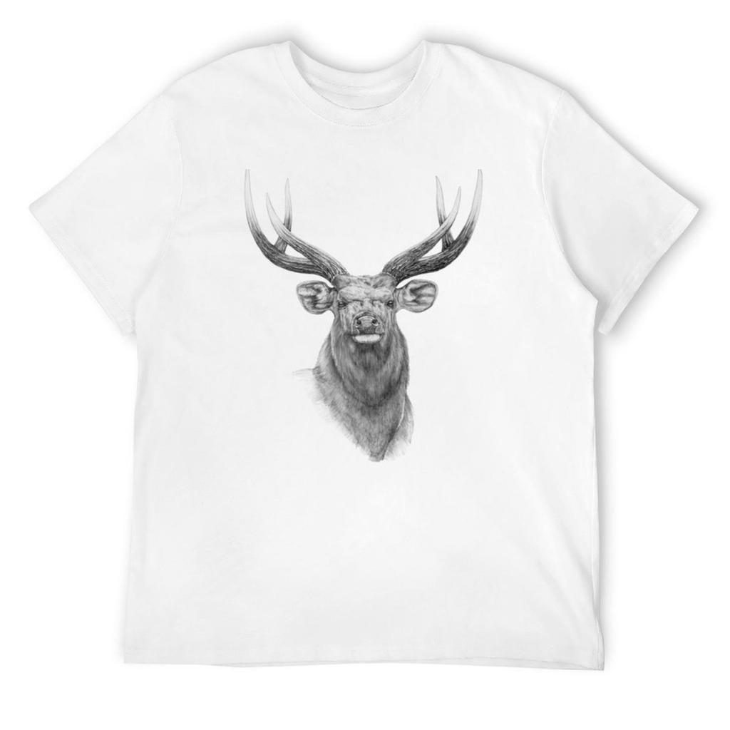 Sambar Stag Drawing T-Shirt Customs Design Your Own Quick Drying Graphic T Shirt Vintage Oversized T Shirt Men