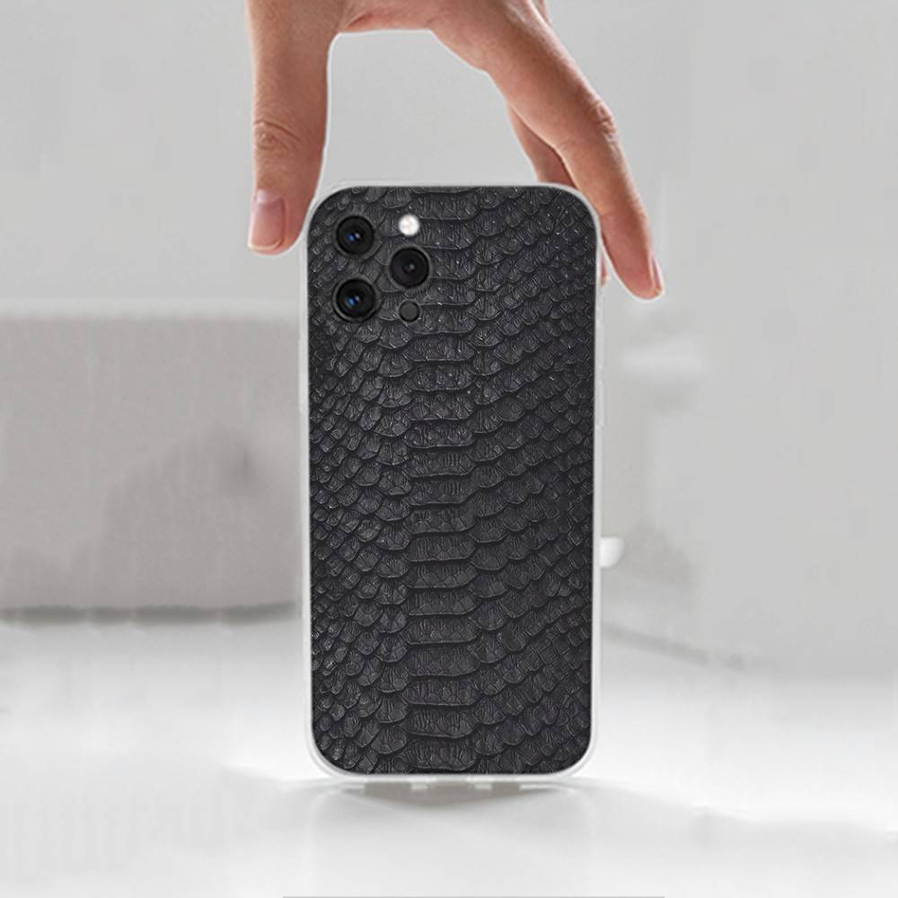 Snakeskin pattern Case For iPhone 15,11,12,13,16,14,17,Pro,Max,Plus,SE,Mini,X,XS,XR, Transparent Soft Silicone