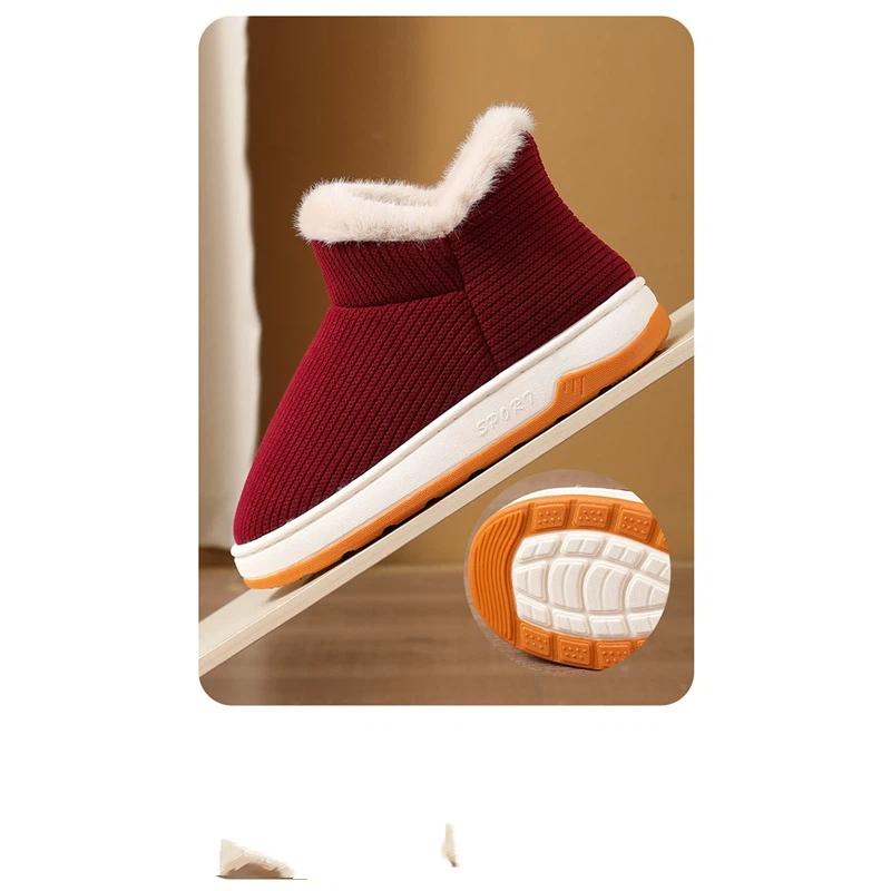 Winter Indoor And Outdoor Plush Thick Anti Slip Warm Cotton Shoes Rubber Shoes