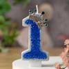 Royal Blue Crown Rhinestone Happy Birthday Cake Candles