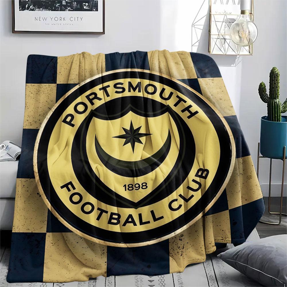 1PC Portsmouth Football Club Patterned Flannel Blanket Suitable For All Seasons for Home Decor Warmth and Comfort Gifts Holiday Present