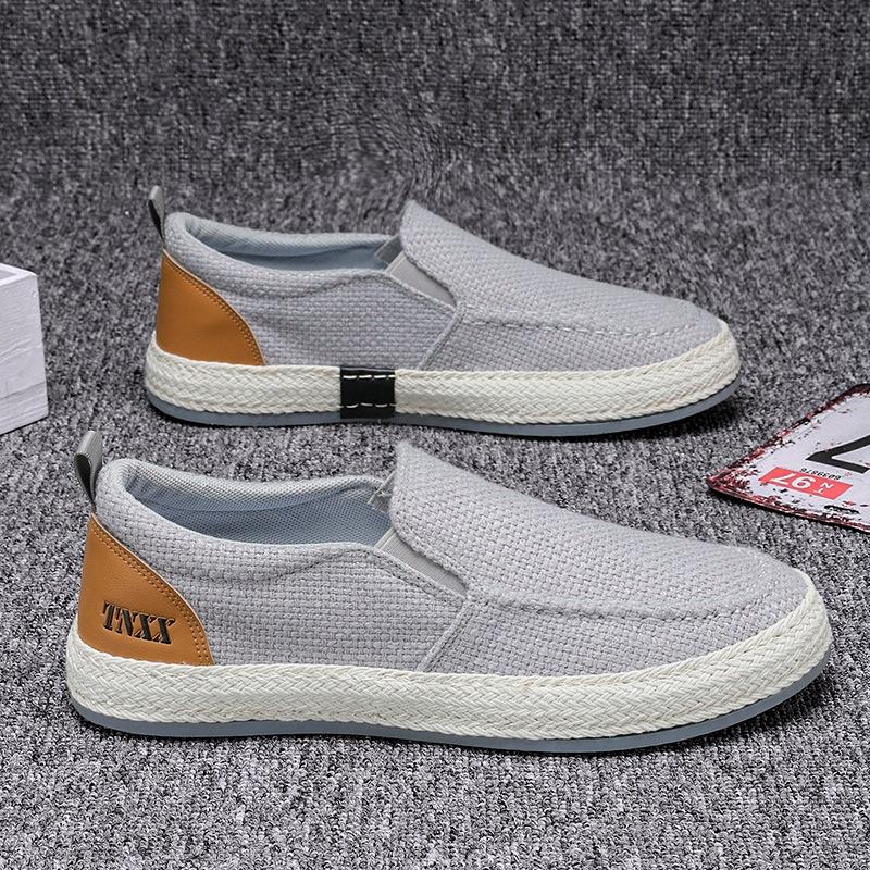 Autumn New Linen Men's Shoes Lazy Step Fishing Soft Bottom Casual Old Beijing Cloth Shoes Men's Casual Sports Shoes