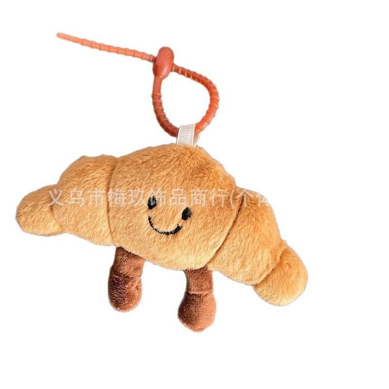 New Cute French Baguette Stuffed Bun Doll Squeaks Croissant Doll Key Chain Pendant Bag Pendant.