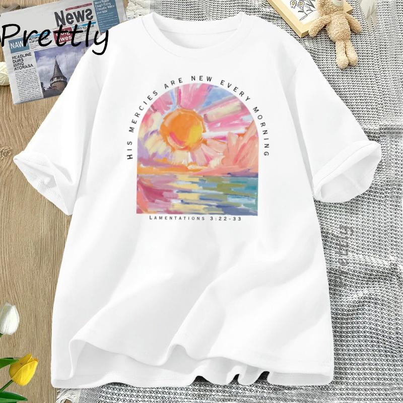 Religious Christian Women Cotton T Shirt Clothing Jesus Short Sleeve Tees Harajuku Summer Clothes Y2k Tops