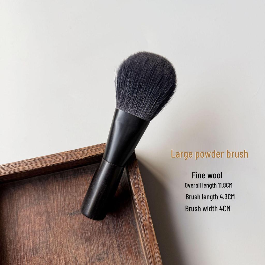 Set Mini Portabil Pensule Machiaj Ebonit: Pensule pentru pudră de lână, contur, stippling și fard de ochi