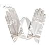 1 paio di guanti da sposa da sposa plissettati lisci in raso antiscivolo con decorazioni in perle finte elastiche di colore puro per ballo, banchetto, cocktail party, guanti da donna