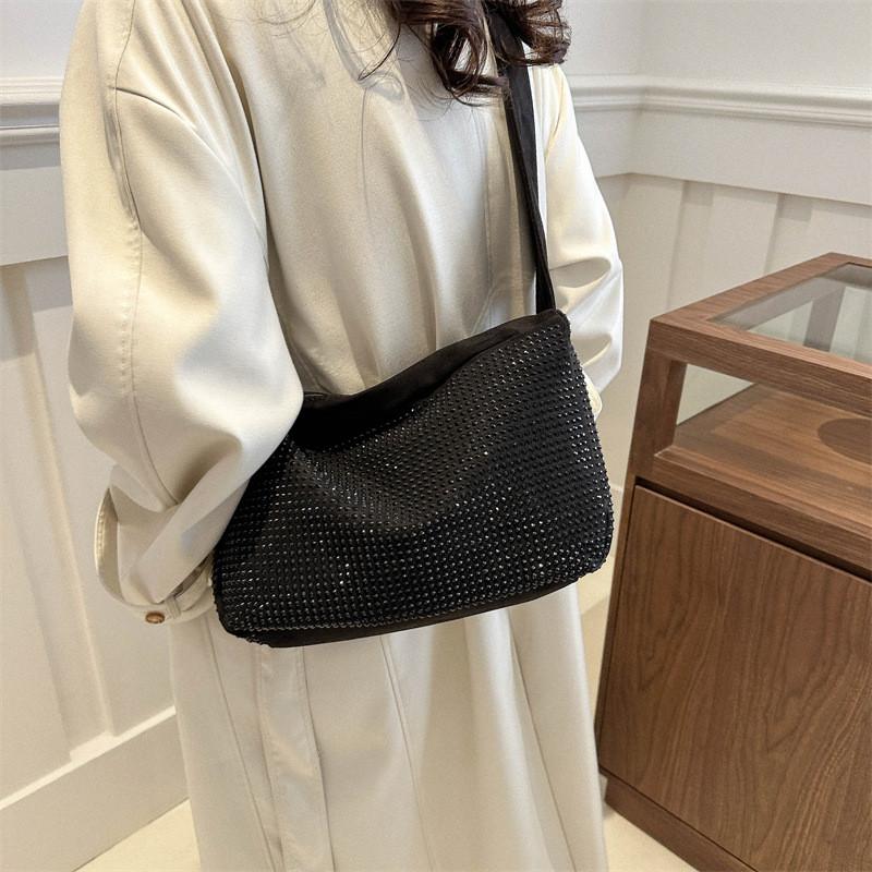 Trendy Stylish Tote Bag Casual Nylon Shoulder Bag For Women Versatile Daily Use In Black And Silver